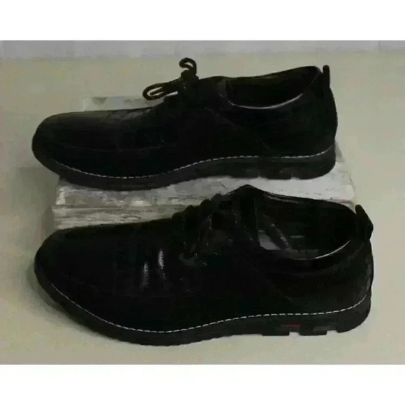 Gatsby Quilted Derby Oxford Sneakers Black Faux Leather Lace Up Shoes Men's 10 - Picture 3 of 9